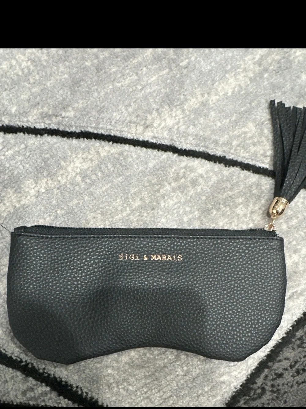 Black and Gold Stripe Women’s Cosmetic Pouch with Tassel